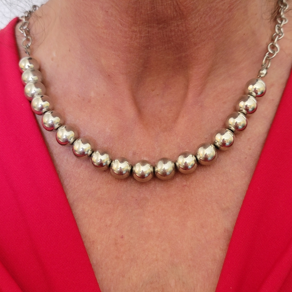 Classic Silver Bead Necklace